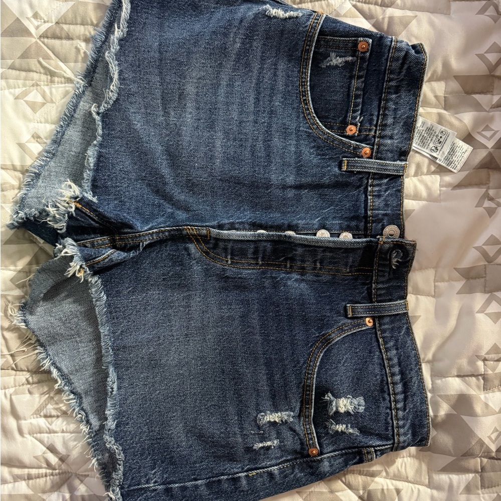 Levi’s Denim Distressed Button-Front Women’s Shorts - Dark Blue